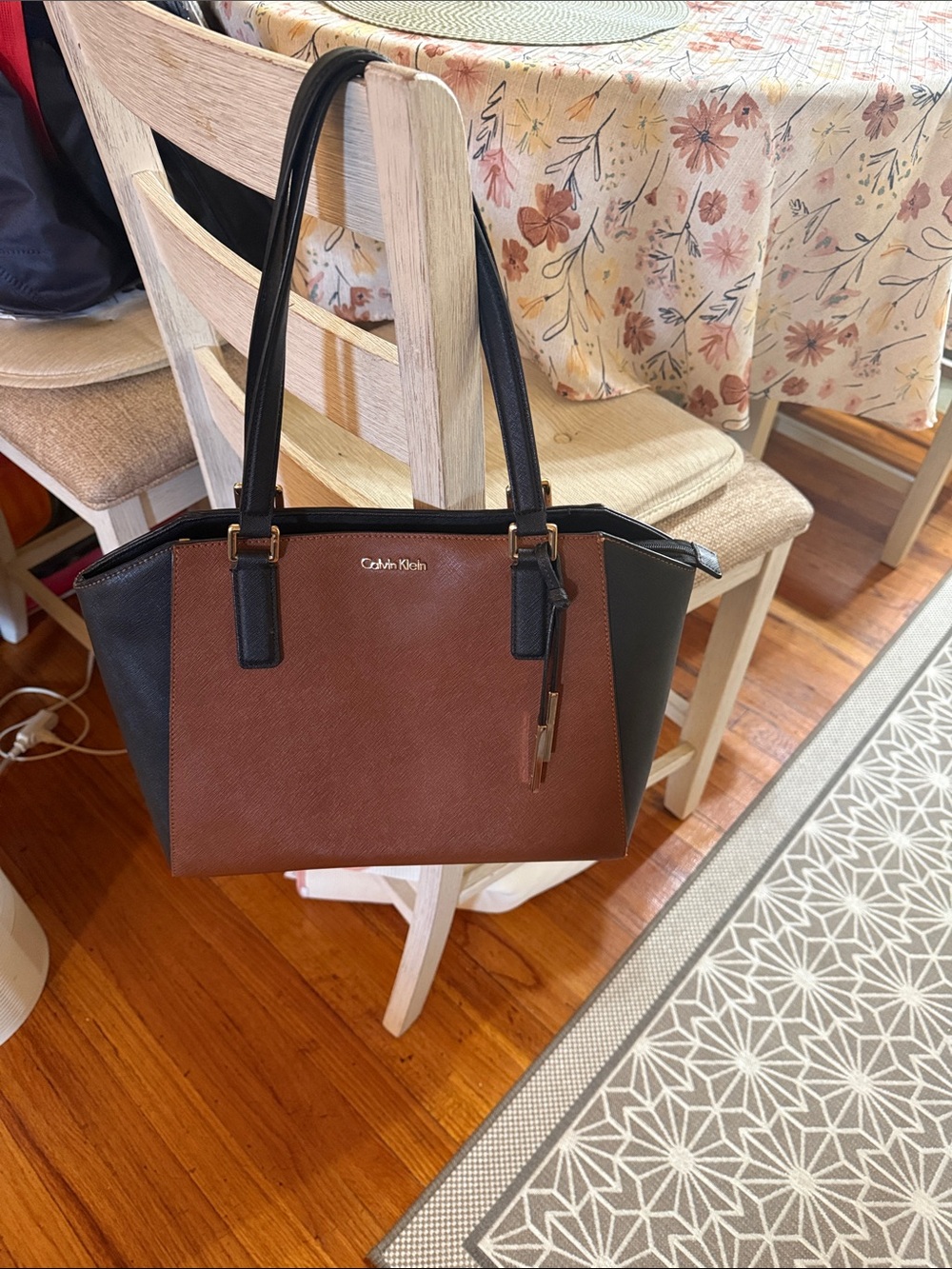 Calvin Klein Brown and Black Structured Tote